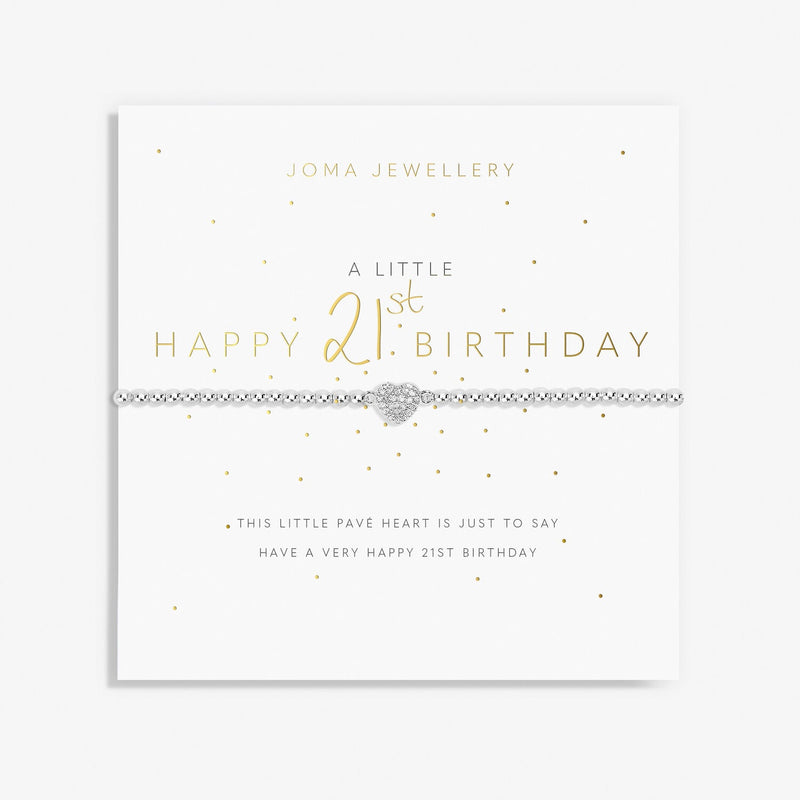 Joma Jewellery A Little Happy 21st Birthday Bracelet with silver-plated beads and pavé heart charm