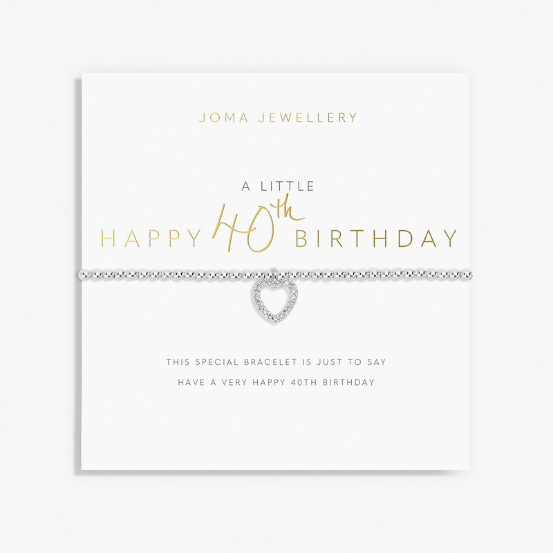 Joma Jewellery Happy 40th Birthday Bracelet on sentiment card