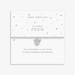 Joma Jewellery A Little Prom bracelet on sentiment card with silver beaded bracelet and heart bow charm