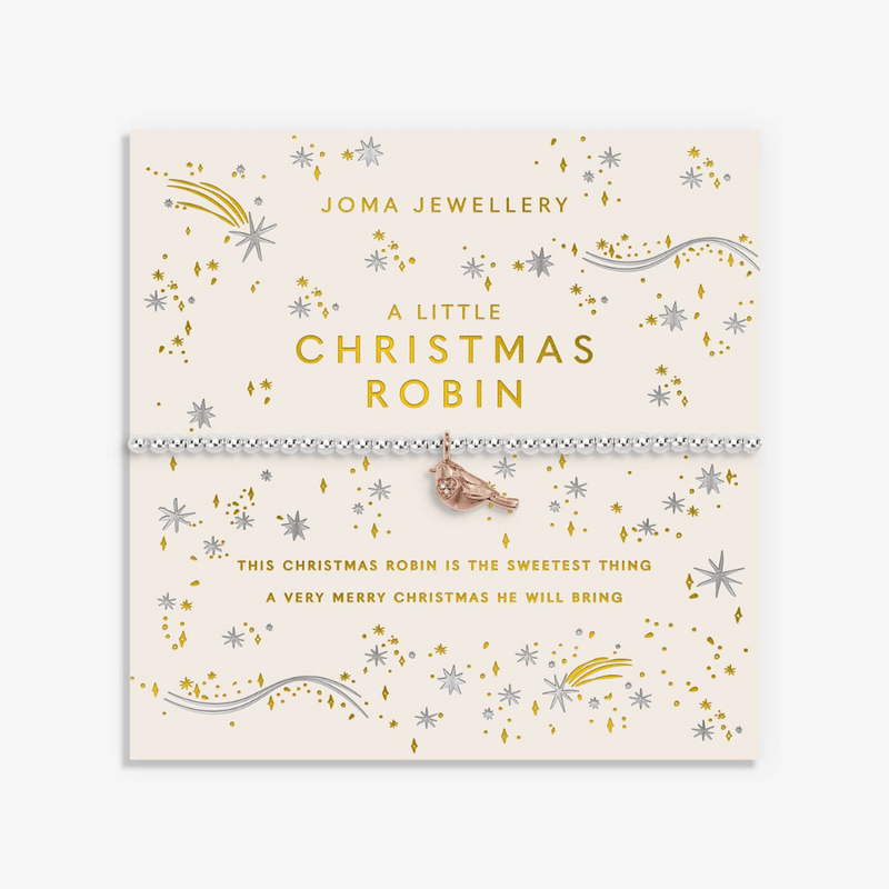 Joma Jewellery A Little Christmas Robin Bracelet on festive sentiment card
