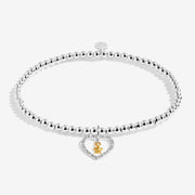 Joma Jewellery silver beaded bracelet with pavé heart and gold star charm