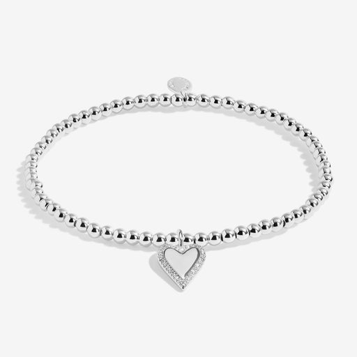 Joma Jewellery A Little “With Love” silver beaded bracelet – pavé‑trim heart charm; elegant gift for her.
