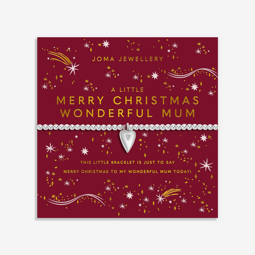 Joma Jewellery Merry Christmas Wonderful Mum bracelet on red festive sentiment card