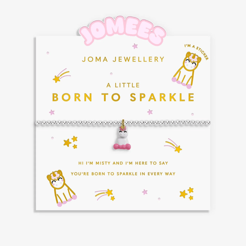 Joma Jewellery A Little Jomees Born To Sparkle unicorn bracelet gift card