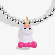 Joma Jomees Born To Sparkle unicorn charm on kids silver beaded bracelet