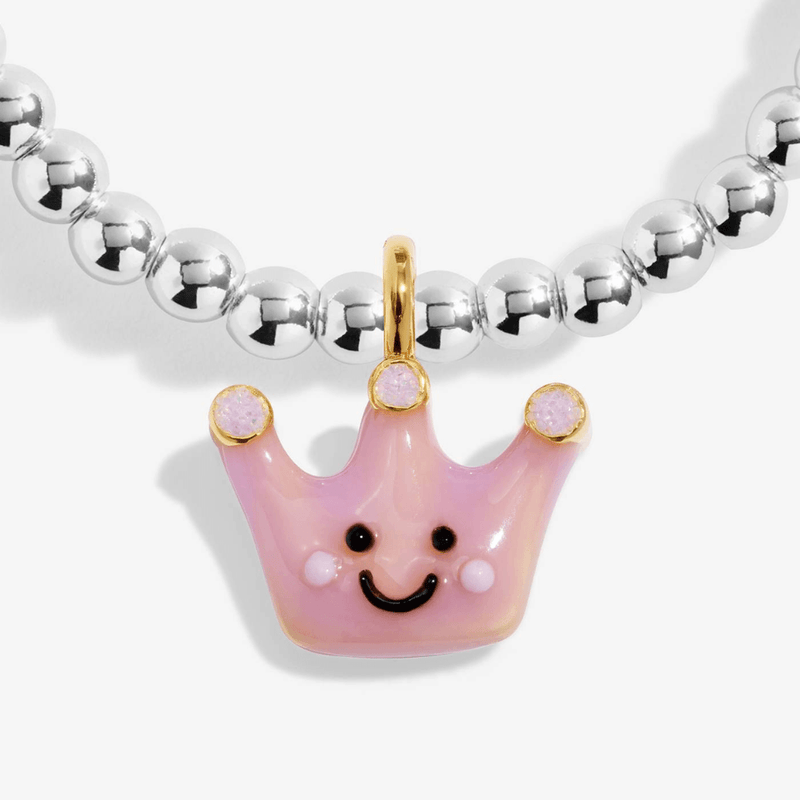 Joma Jomees Perfect Princess pink crown charm on kids silver bracelet