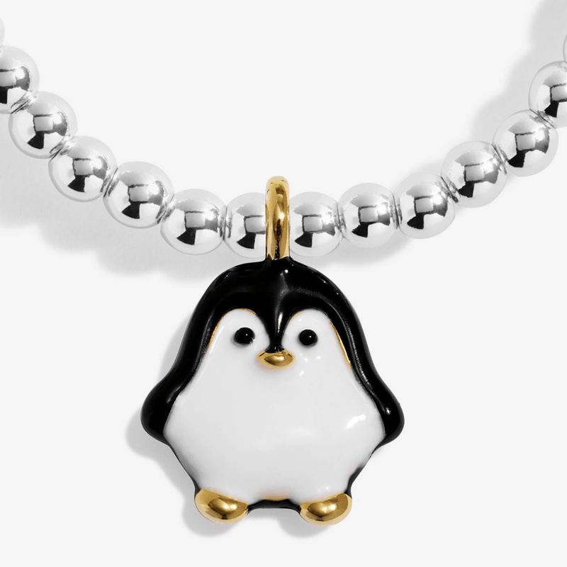 Joma Jomees Snow Cute penguin charm on kids silver beaded bracelet