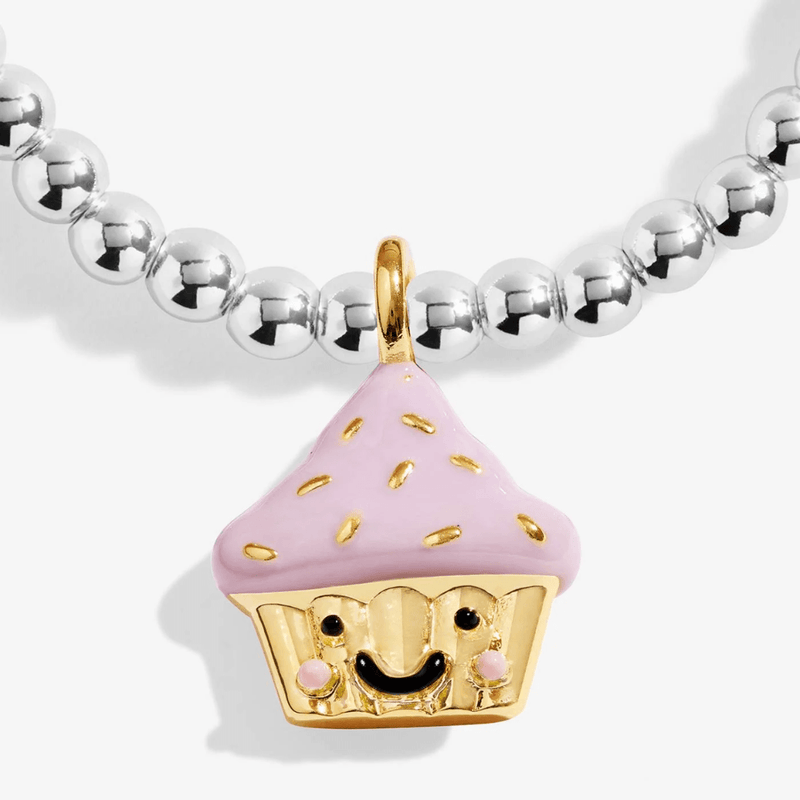 Joma Jomees Sprinkles cupcake charm on kids silver beaded bracelet