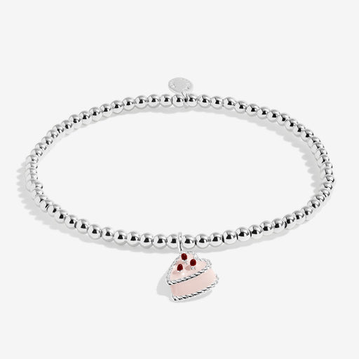 Joma silver-plated stretch Bracelet with cake slice charm displayed on a white background
