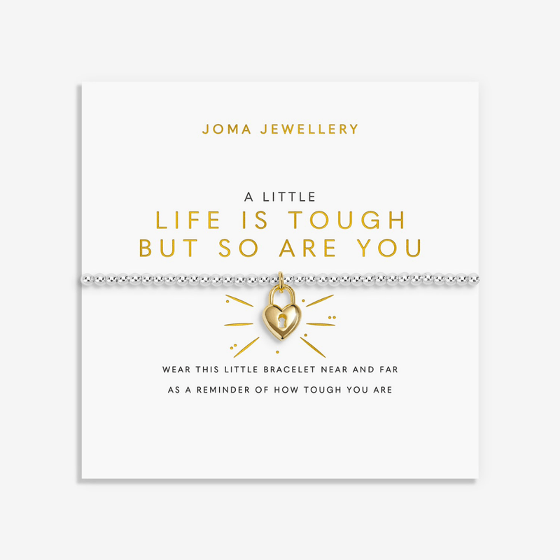 Joma Jewellery Life Is Tough But So Are You bracelet on its sentiment card