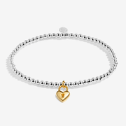 Silver and gold-plated Joma bracelet with a heart padlock charm