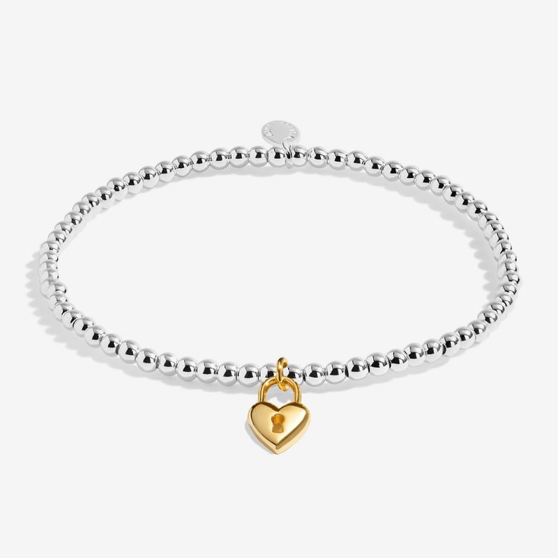Silver and gold-plated Joma bracelet with a heart padlock charm
