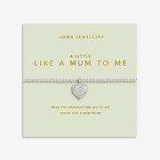 Joma Jewellery A Little Like A Mum To Me Bracelet presented on a green sentiment card, silver-plated beaded Bracelet gift.