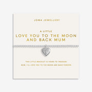 Joma Jewellery A Little Love You To The Moon And Back Mum Bracelet presented on sentiment card, silver-plated beaded Bracelet gift.