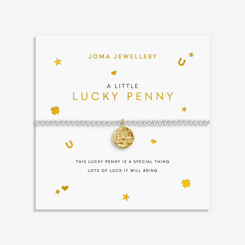 Joma Jewellery A Little Lucky Penny bracelet on good luck sentiment card