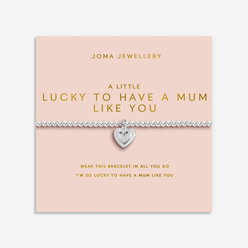 Joma Lucky To Have A Mum Like You bracelet on pink sentiment card