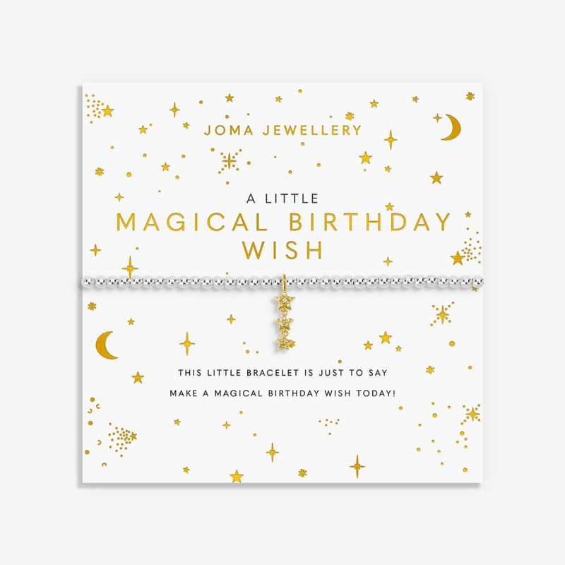 Joma Jewellery Magical Birthday Wish bracelet on its celestial sentiment card