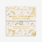 Joma Jewellery Merry Christmas Super Sister Bracelet on festive sentiment card