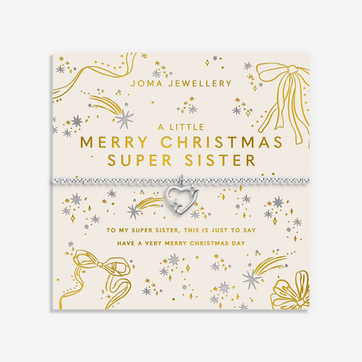 Joma Jewellery Merry Christmas Super Sister Bracelet on festive sentiment card