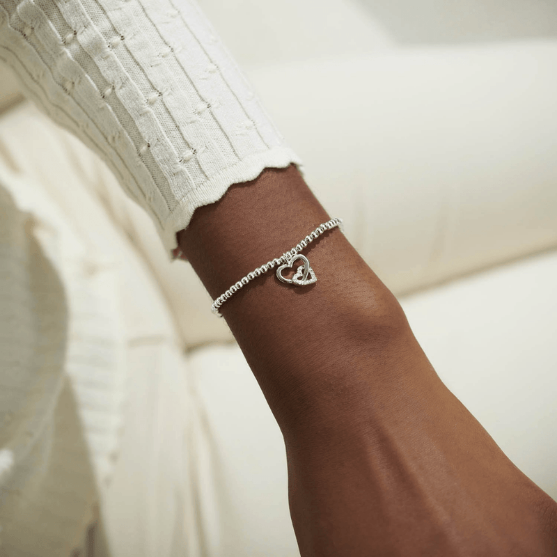 Joma Jewellery Mother And Daughter heart bracelet worn on a wrist
