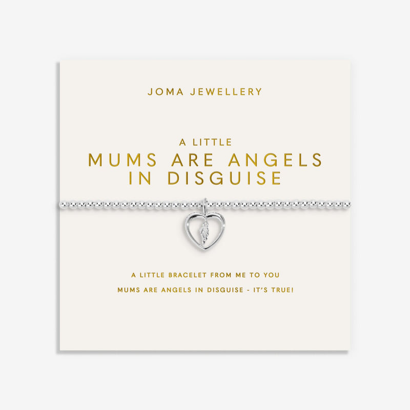 Joma Jewellery A Little Mums Are Angels In Disguise Bracelet presented on sentiment card, silver-plated beaded Bracelet gift for Mum.