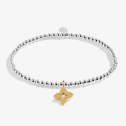 Silver and gold-plated Joma friendship bracelet with textured flower charm