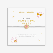 Joma Jewellery Pawsitive Vibes bracelet on its illustrated sentiment card
