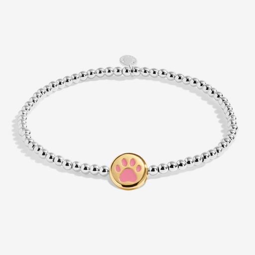 Silver and gold-plated Joma bracelet with a pink paw-print charm