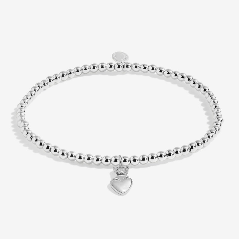 Joma silver-plated stretch Bracelet with cat and heart charm displayed on a white background