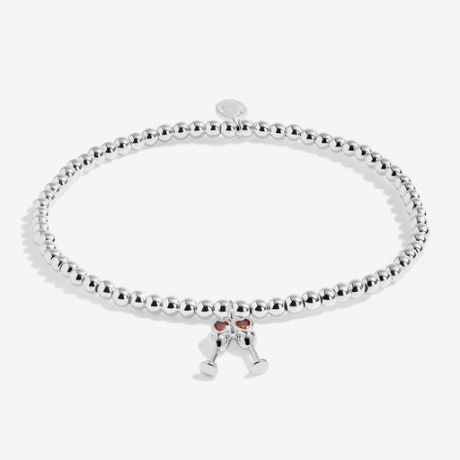 Joma silver-plated stretch Bracelet with champagne glasses charm shown on a white background