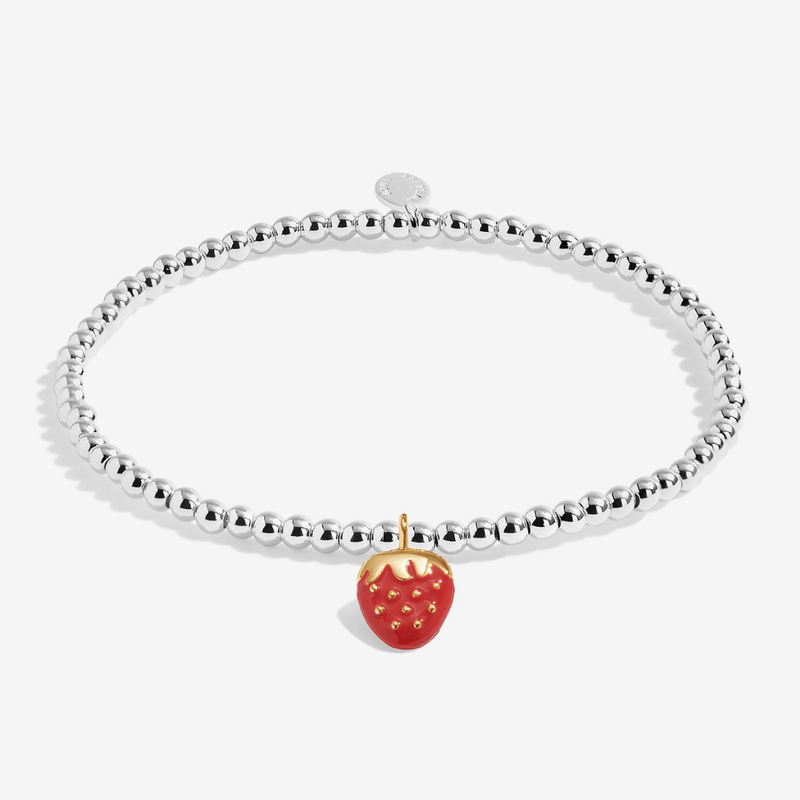 Silver and gold-plated Joma Jewellery bracelet with red strawberry charm