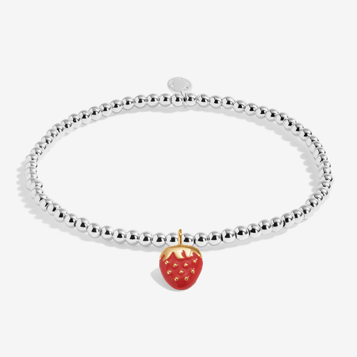 Silver and gold-plated Joma Jewellery bracelet with red strawberry charm
