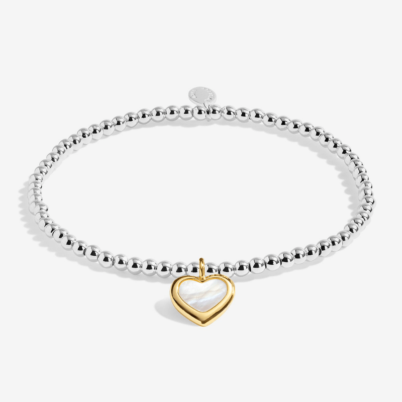 Silver and gold-plated Joma Jewellery bracelet with pearly heart charm