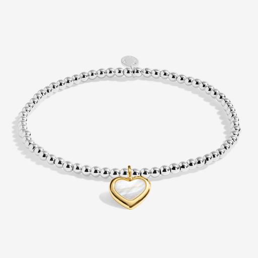 Silver and gold-plated Joma Jewellery bracelet with pearly heart charm