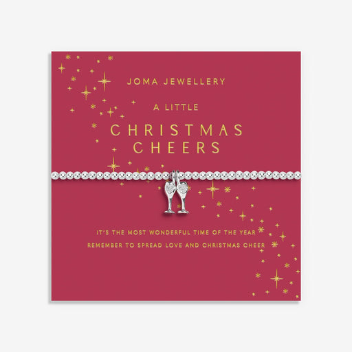 Display card for Joma Jewellery A Little “Christmas Cheers” bracelet – spread love and festive cheer with a champagne‑toast design.