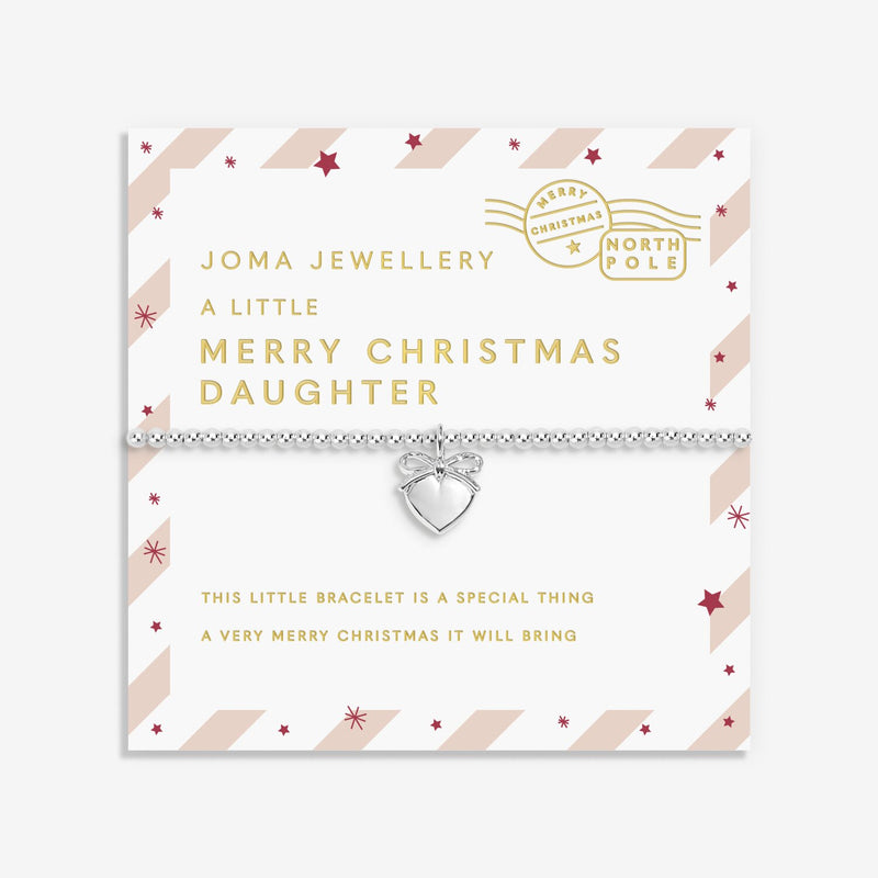 Joma Christmas Daughter bracelet on candy-cane stripe Christmas card