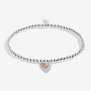 Joma Jewellery A Little “Christmas Robin” silver beaded bracelet with rose‑gold robin charm – perfect Christmas gift for her.