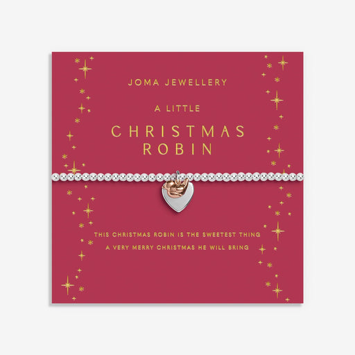 Display card for Joma Jewellery A Little “Christmas Robin” bracelet – ideal Christmas bracelets & gifts for women.