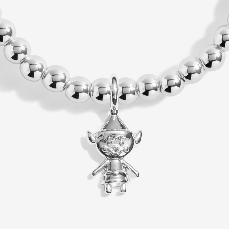 Close-up of Joma Jewellery Christmas Elf festive bracelet charm