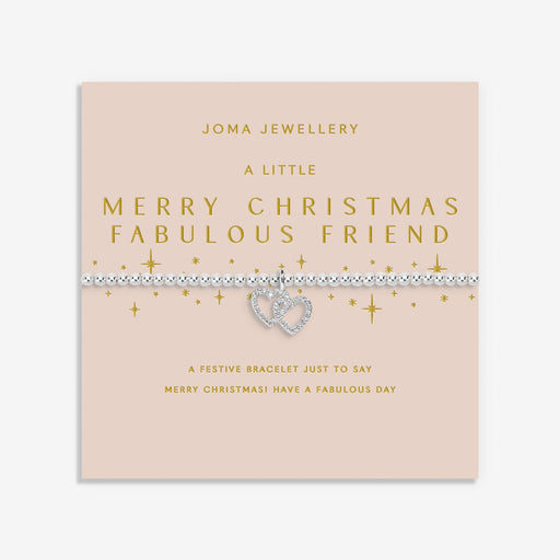 Display card for Joma Jewellery A Little “Merry Christmas Fabulous Friend” bracelet – ideal festive bracelets & gifts for her.