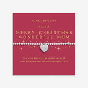 Display card for Joma Jewellery A Little “Merry Christmas Wonderful Mum” bracelet – heartfelt festive gift for mum.
