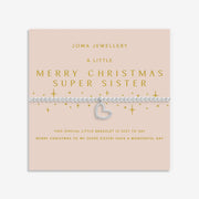 Joma Jewellery Merry Christmas Super Sister Bracelet on festive sentiment card