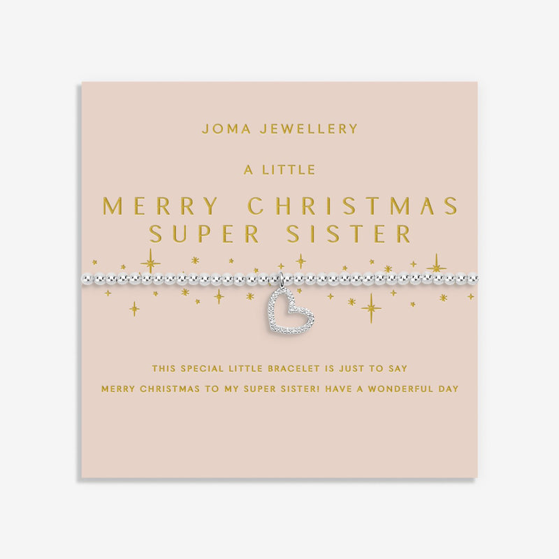 Joma Jewellery Merry Christmas Super Sister Bracelet on festive sentiment card