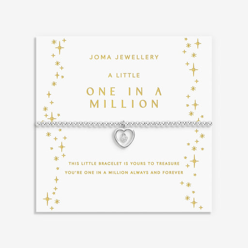 Display card for Joma Jewellery A Little “One in a Million” bracelet – special Christmas gift to say you’re unique.