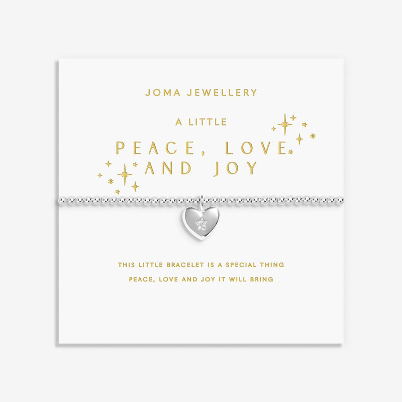 Joma Jewellery Peace Love & Joy Bracelet on festive sentiment card