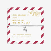 Joma Rudolph bracelet on candy-cane stripe Christmas card