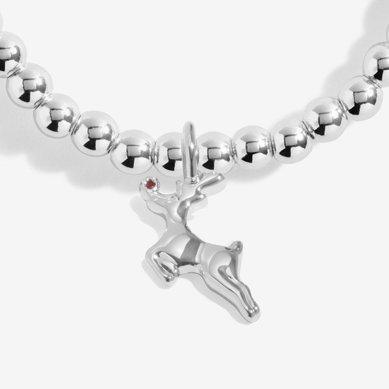 Close-up of Joma Jewellery Rudolph festive bracelet charm