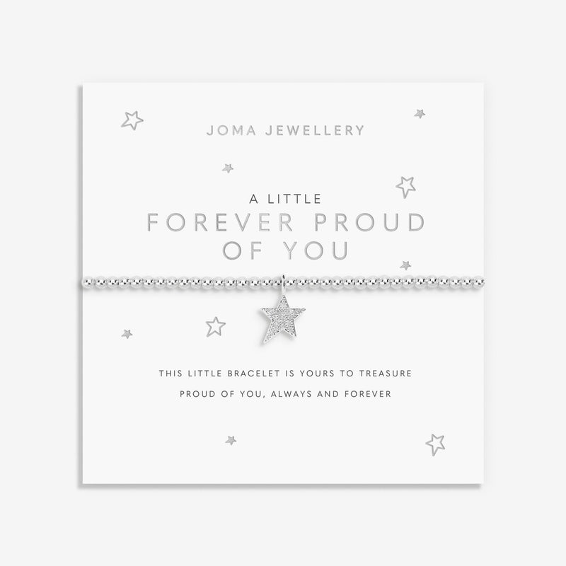 Joma Jewellery “Forever Proud of You” star bracelet on white card – meaningful Joma bracelets, thoughtful gifts for her.

