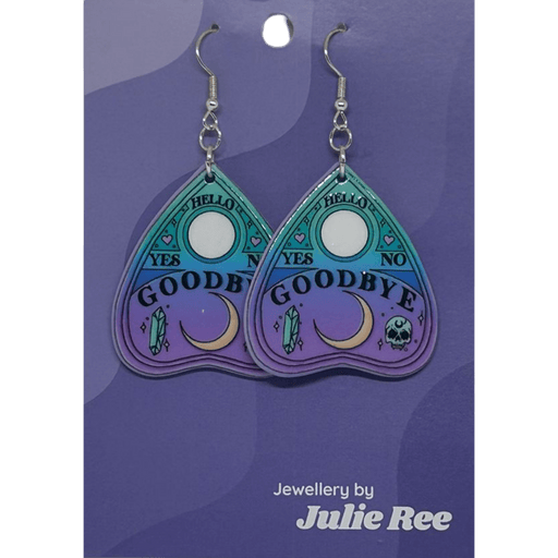 Blue Purple Planchette Earrings – Mystical Witchy Jewellery