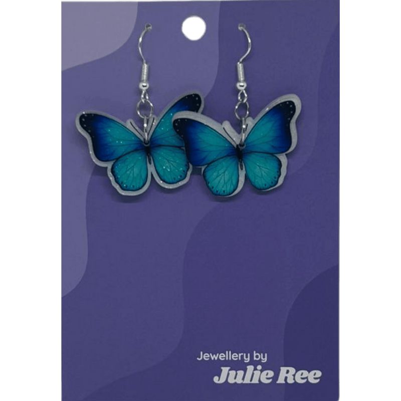 Julie Ree Earrings - Blue Butterfly - Something Different Gift Shop